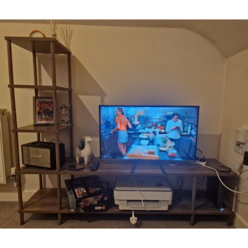 Kayrana Sole Walnut Colour TV Unit Stand with Tier Style Shelving Units photo review