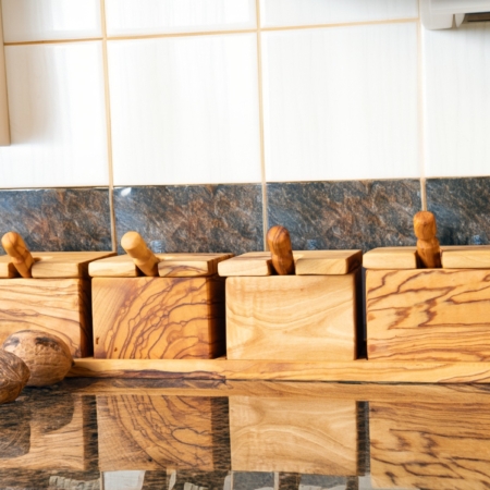 Olive Wood Jars Set Of 4